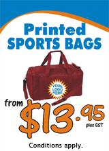 Printed Sports Bags from $13.95 plus GST